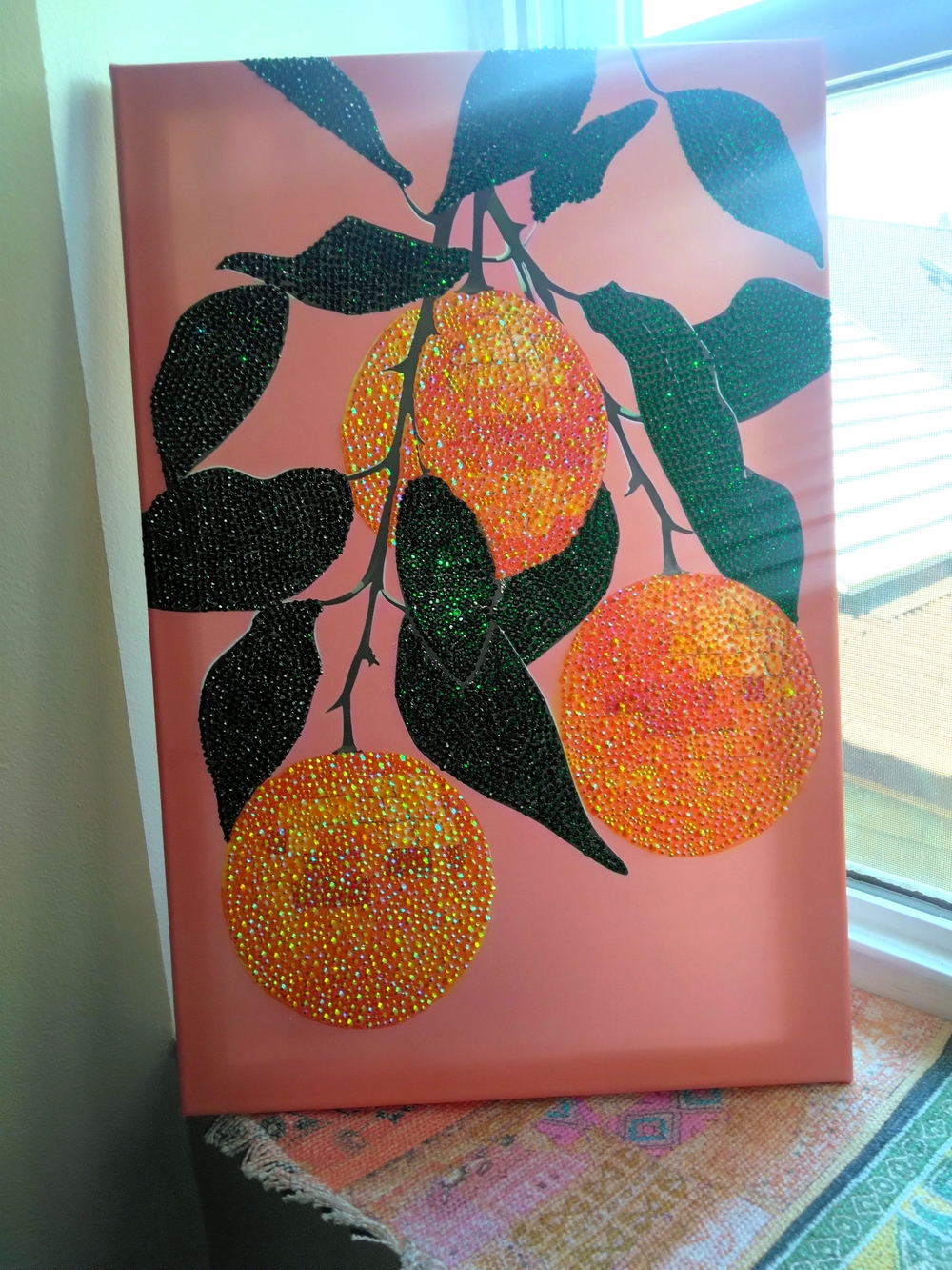 Blinged Out Oranges Wall Art - Pink Background